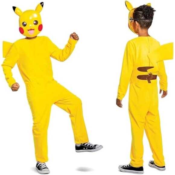 Pokémon Pikachu Classic Costume Attached Tail Mask Halloween Kid Boys 10-12 READ - Picture 7 of 8
